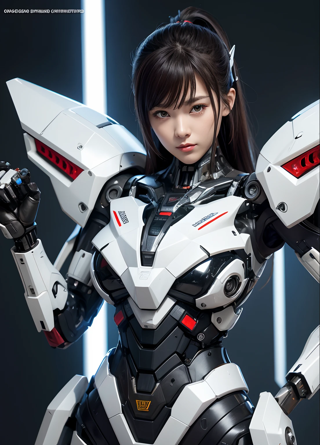 Textured skin, Super Detail, high details, High quality, Best Quality, hight resolution, 1080p, hard disk, Beautiful,(cyborgs),beautiful cyborg woman,Mecha Cyborg Girl,Battle Mode,Girl with a Mecha Body,She wears a battle cyborg mech with a weapon,Fulll body Shot
