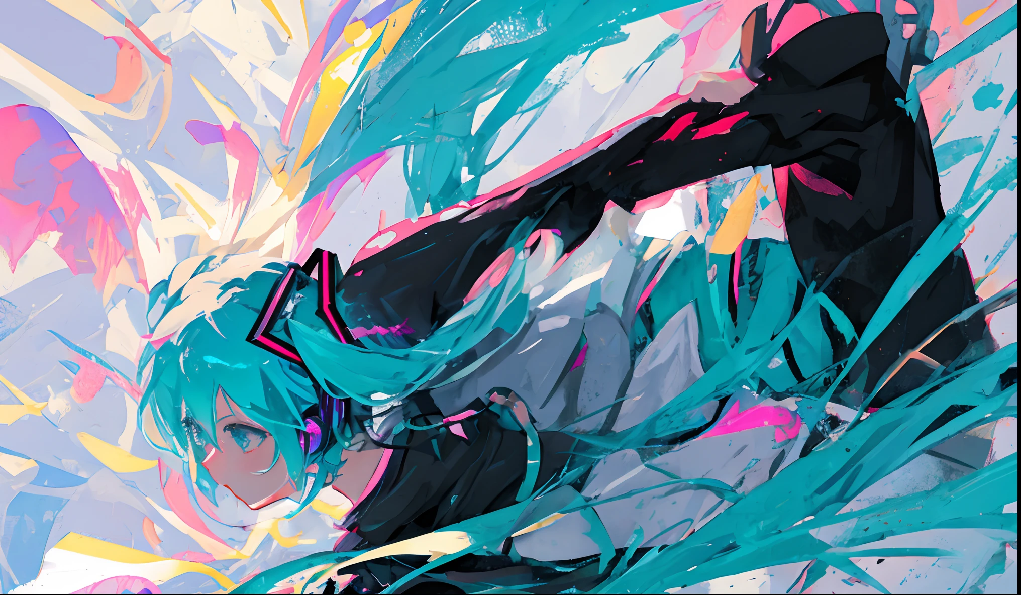 Hatsune Miku Illustration Melee Combat