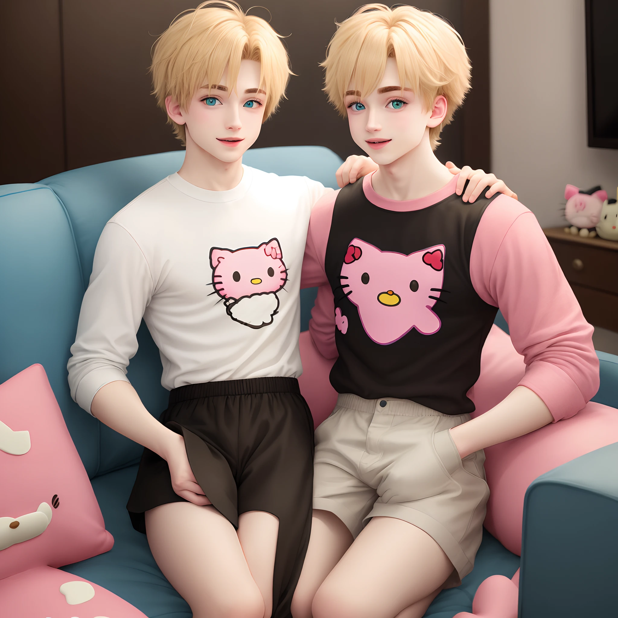 Sam and Colby holding a hello kitty plush