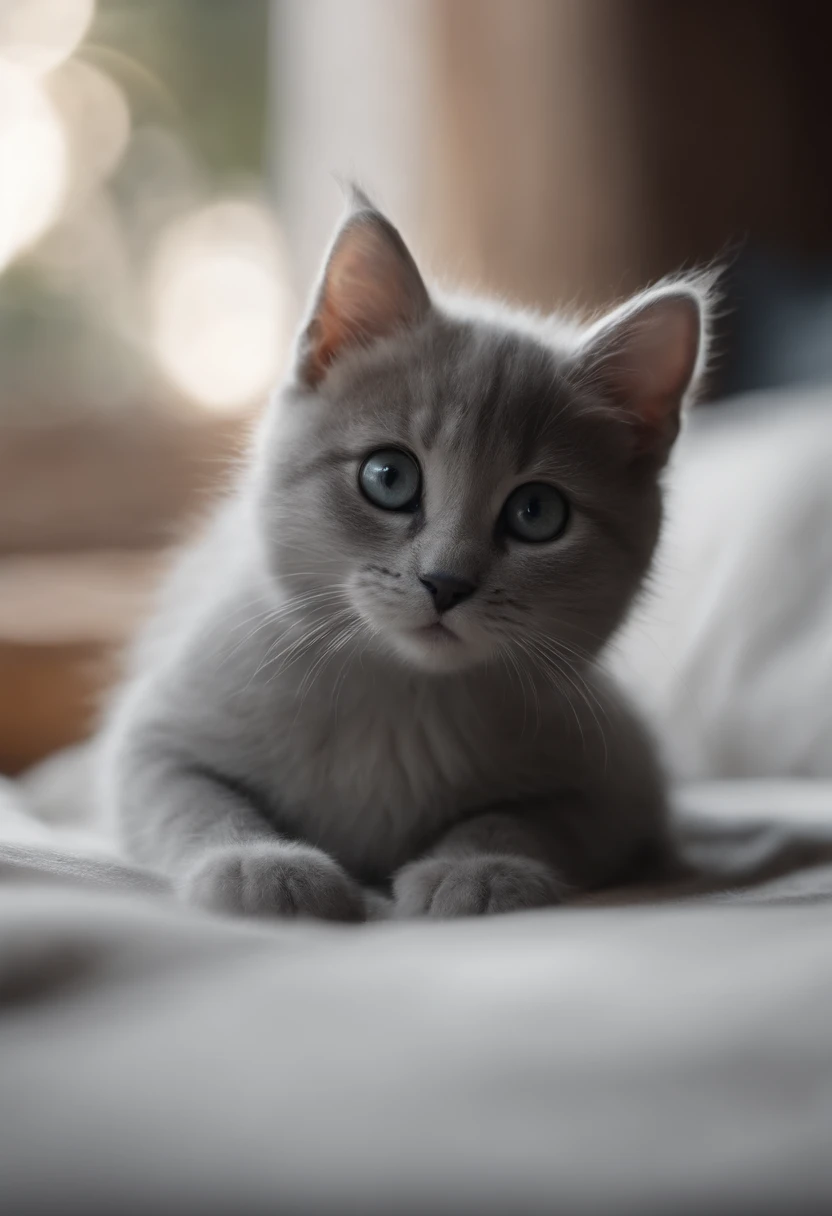 Affiche de film Disney Pixar qui s'appelle Aki c'est un chaton gris et blanc