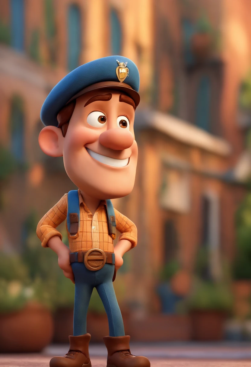 Poster no estilo Disney pixar, alta qualidade, melhor qualidade, homem sexy branco, 40 anos, careca, olhos verdes, barba ruiva, musculoso, com fundo de fusca, animation style rendering, 3D estilizado, Arnold Maya render, 3 d render stylized, toon render keyshot, Personagem 3D, Personagem 3D, 3d rendering stylized, 3 d character render, personagem de desenho animado, Personagem de close up, Pose de personagem, (Estilo Pixar) (master part:1.2) (Bokeh) (best quality) (pele detalhada) (textura detalhada) (8k) (argila) (Cinematic lighting) (foco nítido,Senta e vaza a parte superior do corpo