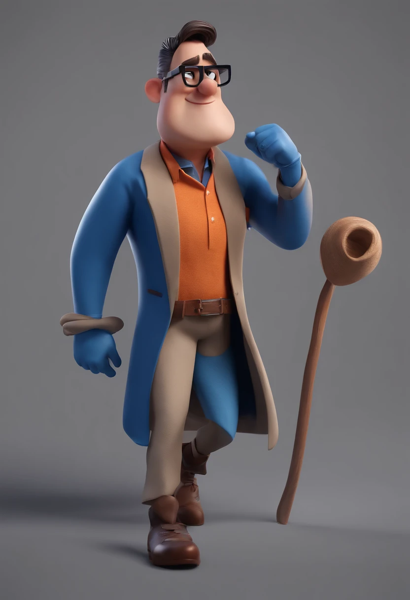 Cartoon character of a man with black glasses and a blue shirt, animation character, Caractere estilizado, animation style rendering, 3D estilizado, Arnold Maya render, 3 d render stylized, toon render keyshot, Personagem 3D, Personagem 3D, 3d rendering stylized, 3 d character render, personagem de desenho animado, Personagem de close up, Pose de personagem, (Estilo Pixar) (master part:1.2) (Bokeh) (best quality) (pele detalhada) (textura detalhada) (8k) (argila) (Cinematic lighting) (foco nítido