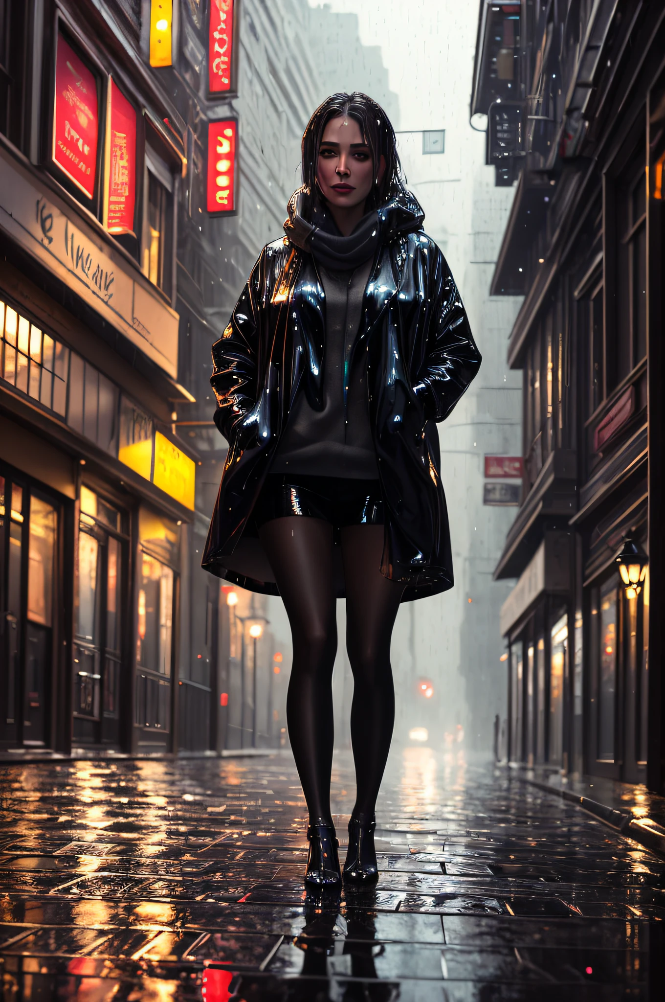 (best quality,4k,8k,highres,masterpiece:1.2),ultra-detailed,(realistic,photorealistic,photo-realistic:1.37),(wet, beautiful, woman), raindrops on skin, illuminated by dim streetlights, glistening wet hair, wet clothes clinging to her body, captivating gaze, mysterious smile, reflection of lights on wet pavement, misty atmosphere, cinematic feel, night cityscape, urban setting, romantic ambiance, soft and moody lighting, powerful sense of solitude, wet and shimmering colors, evocative and dreamlike, artistic portrait, emotion in every drop, captivating and alluring, sensuous and elegant, mesmerizing scene, enchanting and ethereal, immersive experience
