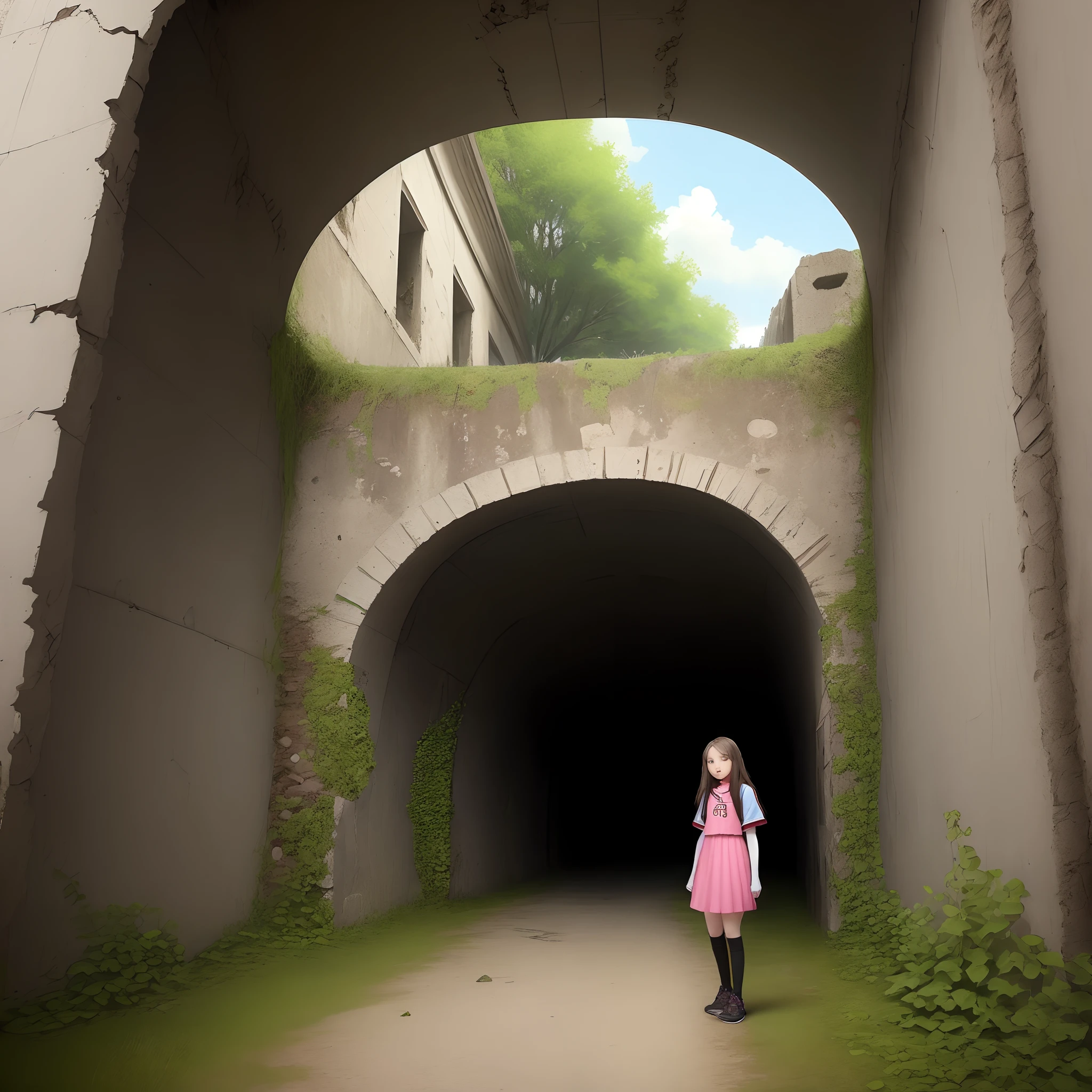 tunnel,ruins,bloods,teens girl