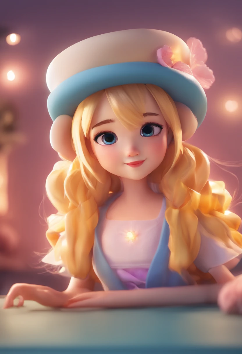 best quality, master part, fotorrealista, extremamente detalhado CG unidade 8k papel de parede, Chibi,1girl, Elsa,sozinho, cheio_corpo, sorrir, Olhando_em_visualizador, ao ar livre,