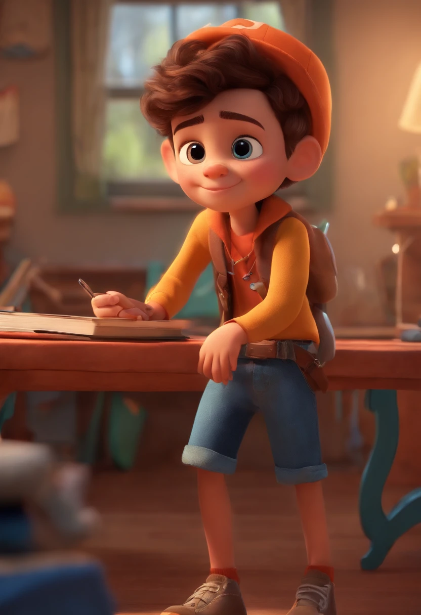 Image of a boy for a story in a YouTube video in Pixar format, He's the little allabester, He's the class leader, He's outgoing, Playful and gets up for a lot of things