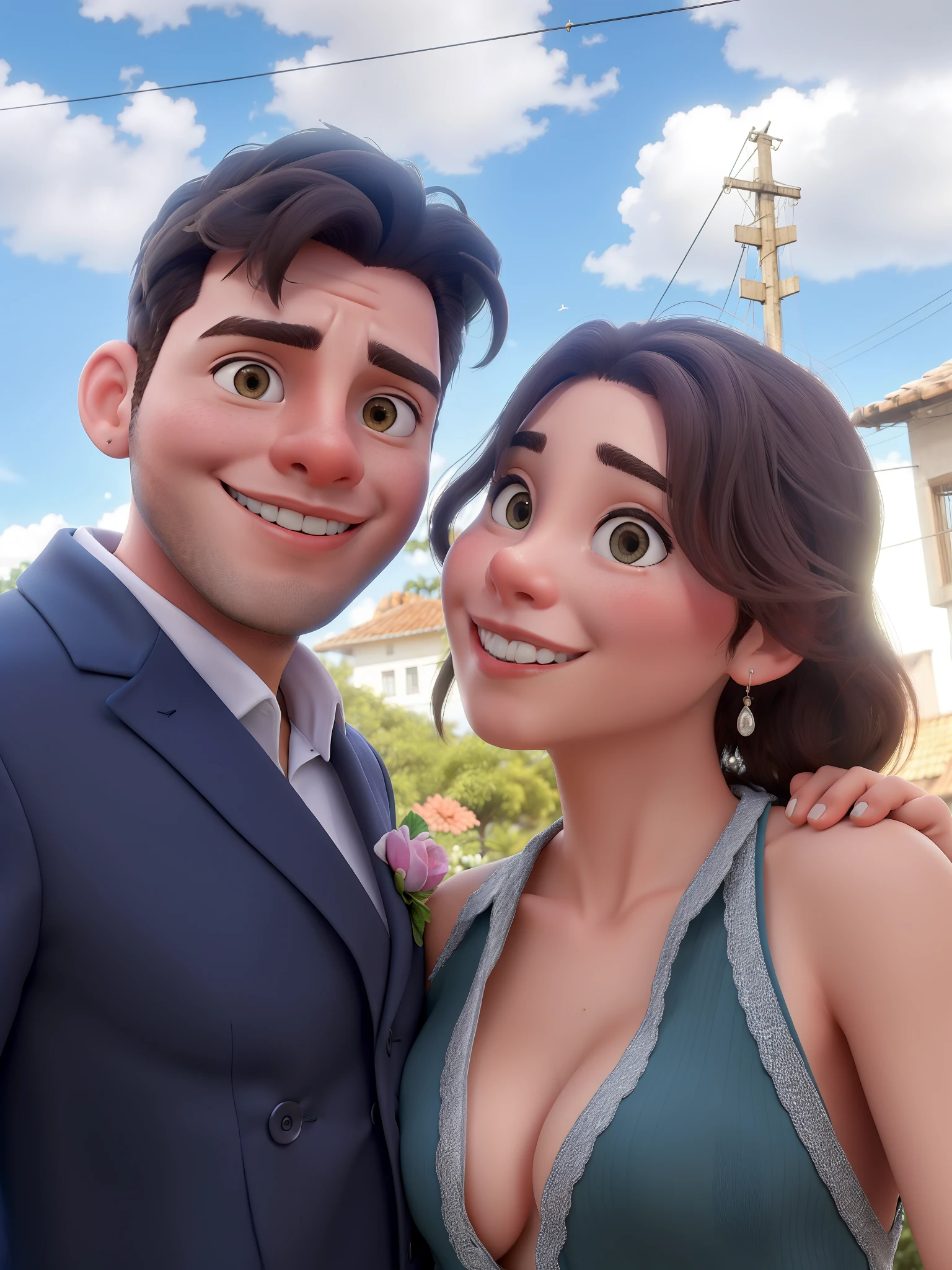 Obra-prima, de melhor qualidade, casal jovem em trajes formais posando para foto