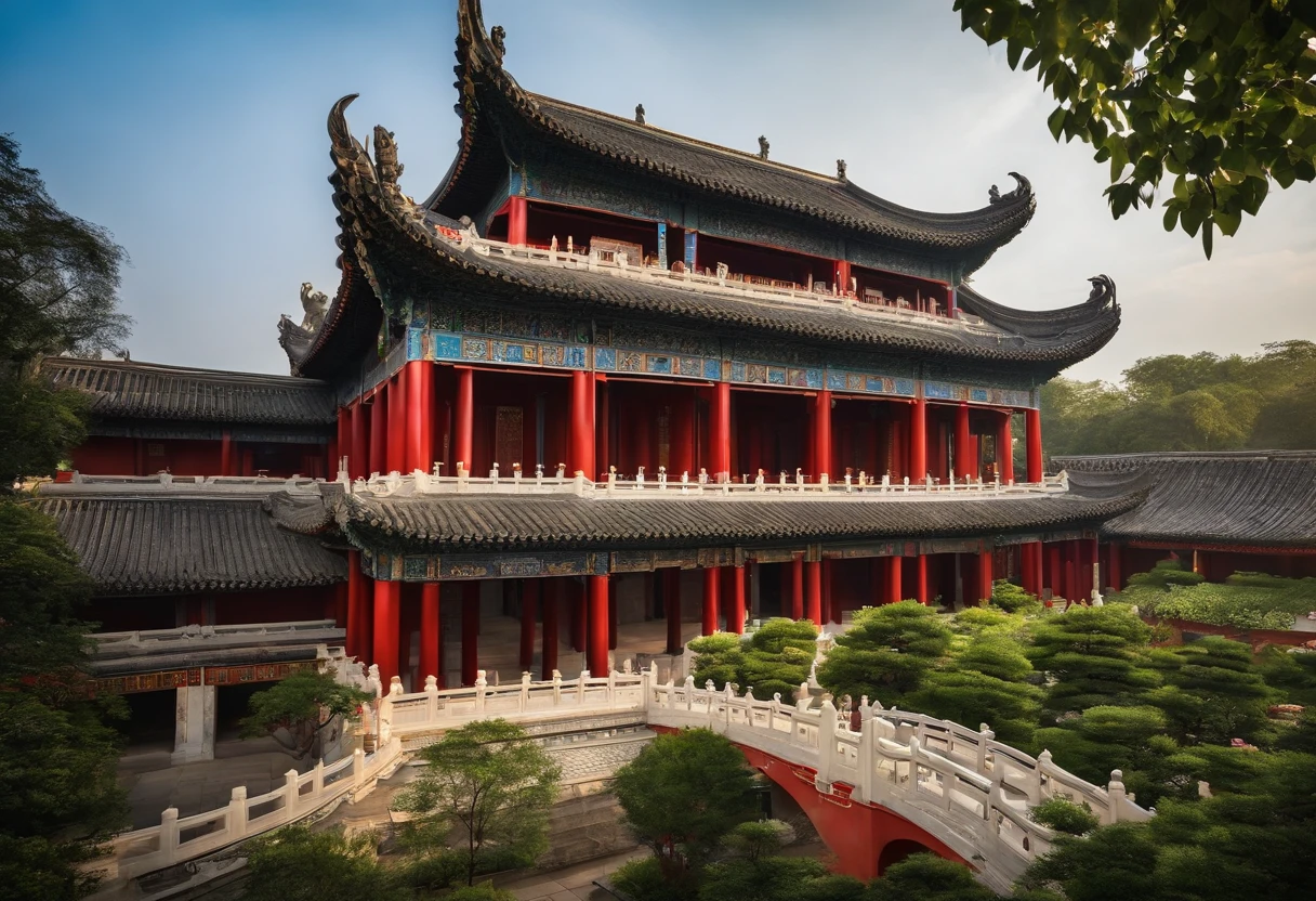 Classical Chinese architecture,Big garden,A magnificent structure,This is the Tianguang Sect,Where the sun shines the most