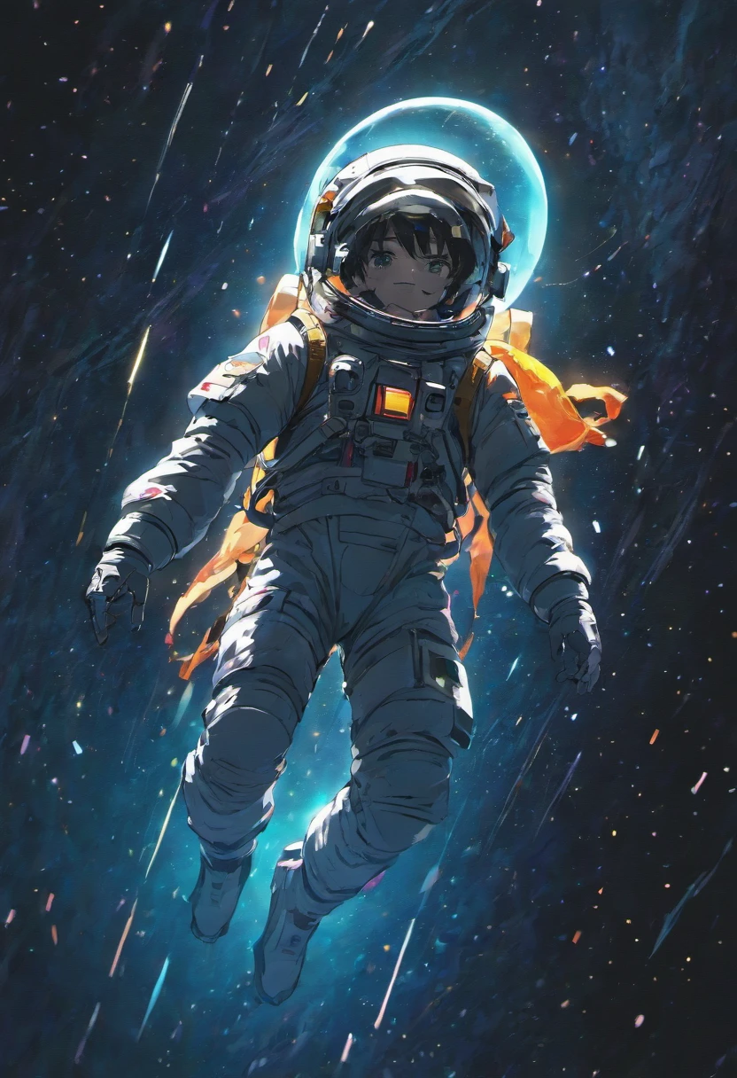 Astronaut wandering in space, black backgrounds