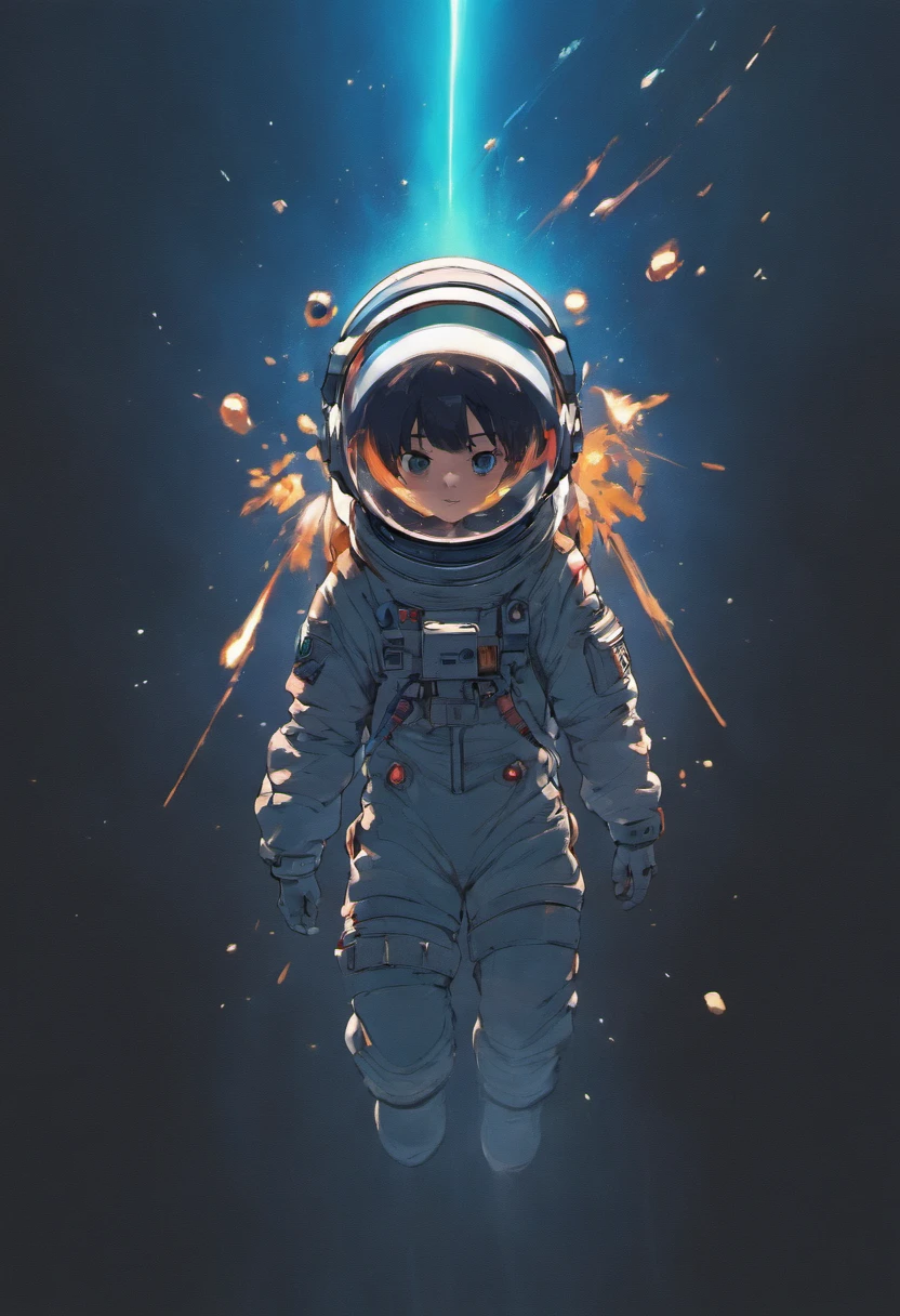 Astronaut wandering in space, Black background