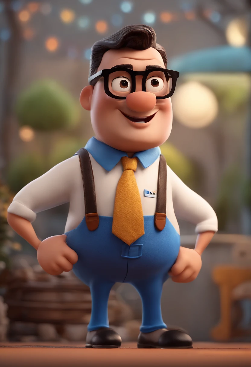 Cartoon character of a man with black glasses and a blue shirt, animation character, Caractere estilizado, animation style rendering, 3D estilizado, Arnold Maya render, 3 d render stylized, toon render keyshot, Personagem 3D, Personagem 3D, 3d rendering stylized, 3 d character render, personagem de desenho animado, Personagem de close up, Pose de personagem, (Estilo Pixar) (master part:1.2) (Bokeh) (best quality) (pele detalhada) (textura detalhada) (8k) (argila) (Cinematic lighting) (foco nítido