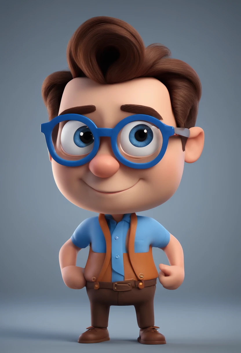 Cartoon character of a man with black glasses and a blue shirt, animation character, Caractere estilizado, animation style rendering, 3D estilizado, Arnold Maya render, 3 d render stylized, toon render keyshot, Personagem 3D, Personagem 3D, 3d rendering stylized, 3 d character render, personagem de desenho animado, Personagem de close up, Pose de personagem, (Estilo Pixar) (master part:1.2) (Bokeh) (best quality) (pele detalhada) (textura detalhada) (8k) (argila) (Cinematic lighting) (foco nítido