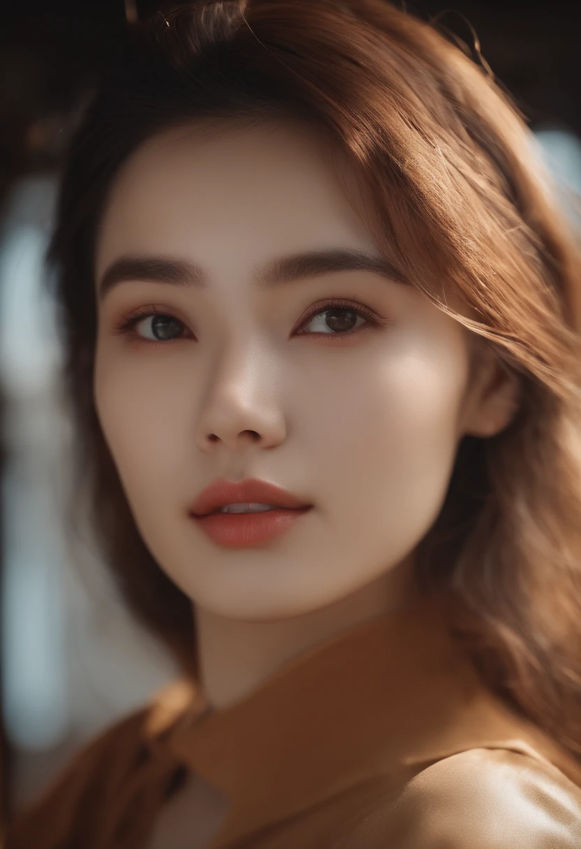 8K, Best Quality, masutepiece, 超A high resolution, (Realism: 1.4), Original photo, (Realistic skin texture: 1.3), (film grains: 1.3), (Selfie angle), 1 girl, Beautiful eyes and face details, masutepiece, Best Quality, close-up, Upper body, looking at viewert