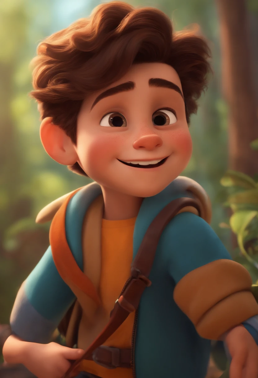 Image of a boy for a story in a YouTube video in Pixar format, He's the allabester, He's the class leader, He's outgoing, Playful and gets up for a lot of things