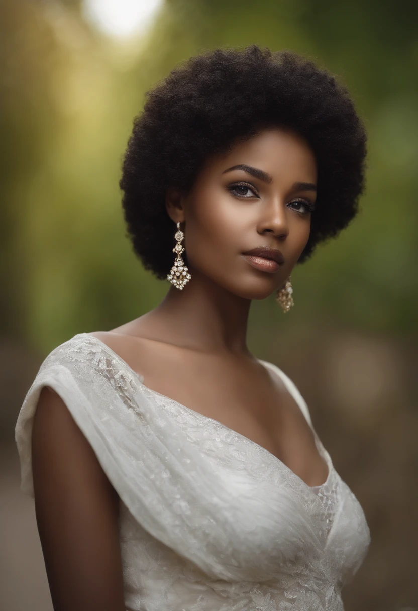 4k, photo reel, Photo ultra réaliste, meilleur qualité, très détaillée, une belle jeune femme noire, 20 ans, foncé de peau, cheveu bouclé sans filtre de beauté, naturelle, detailed eyes, photo portrait, photo identité