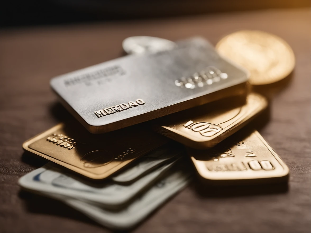 Mercado financeiro, moedas, credit card, dolar, real, euro