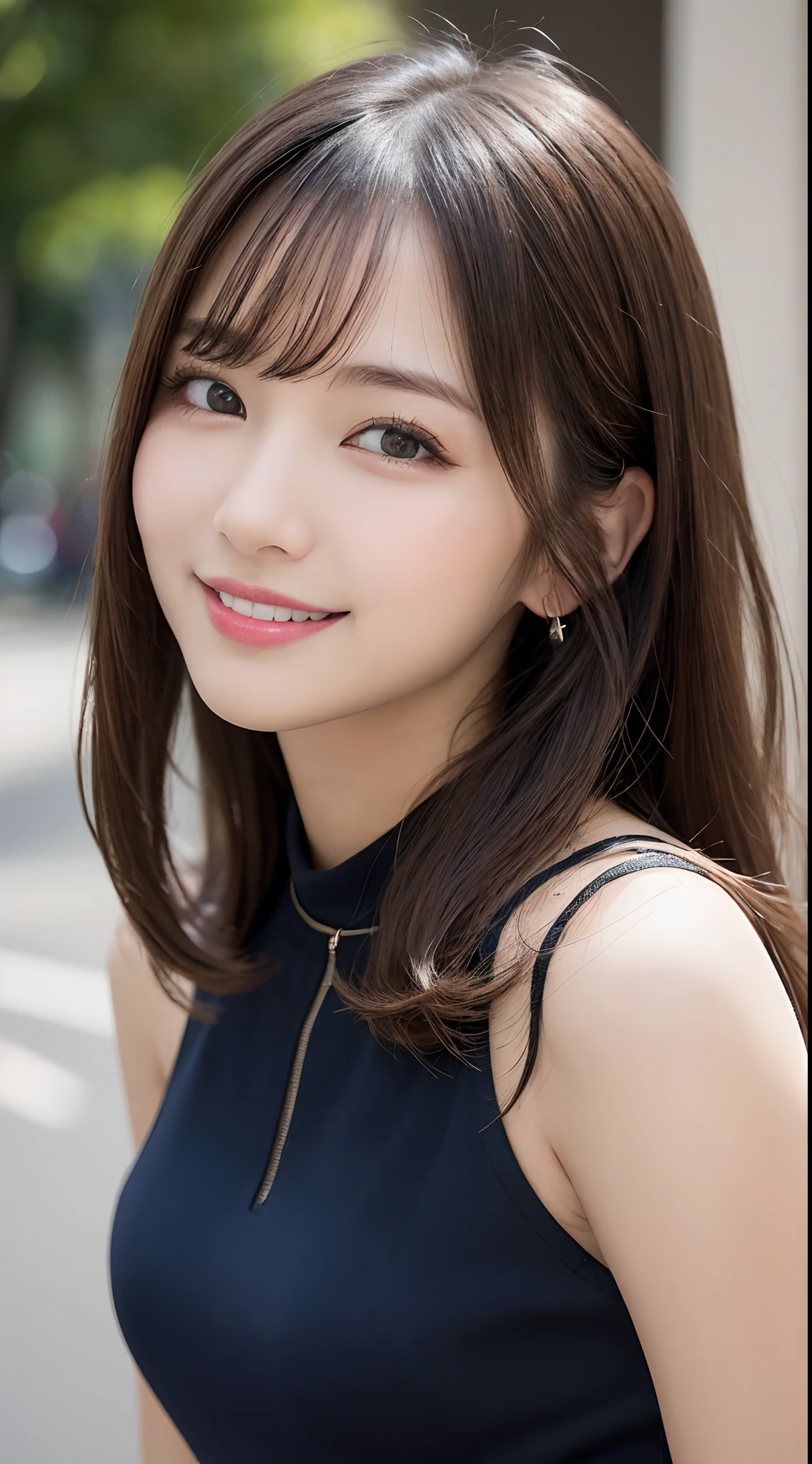 masutepiece, Best Quality, Illustration, Ultra-detailed, finely detail, hight resolution, 8K Wallpaper, Perfect dynamic composition, Beautiful detailed eyes, Women's Fashion Summer,Bob Hair,mid-chest, Natural Color Lip, Bold sexy poses,Smile,Harajuku、24-year-old girl、Cute、Sexy shot looking at camera