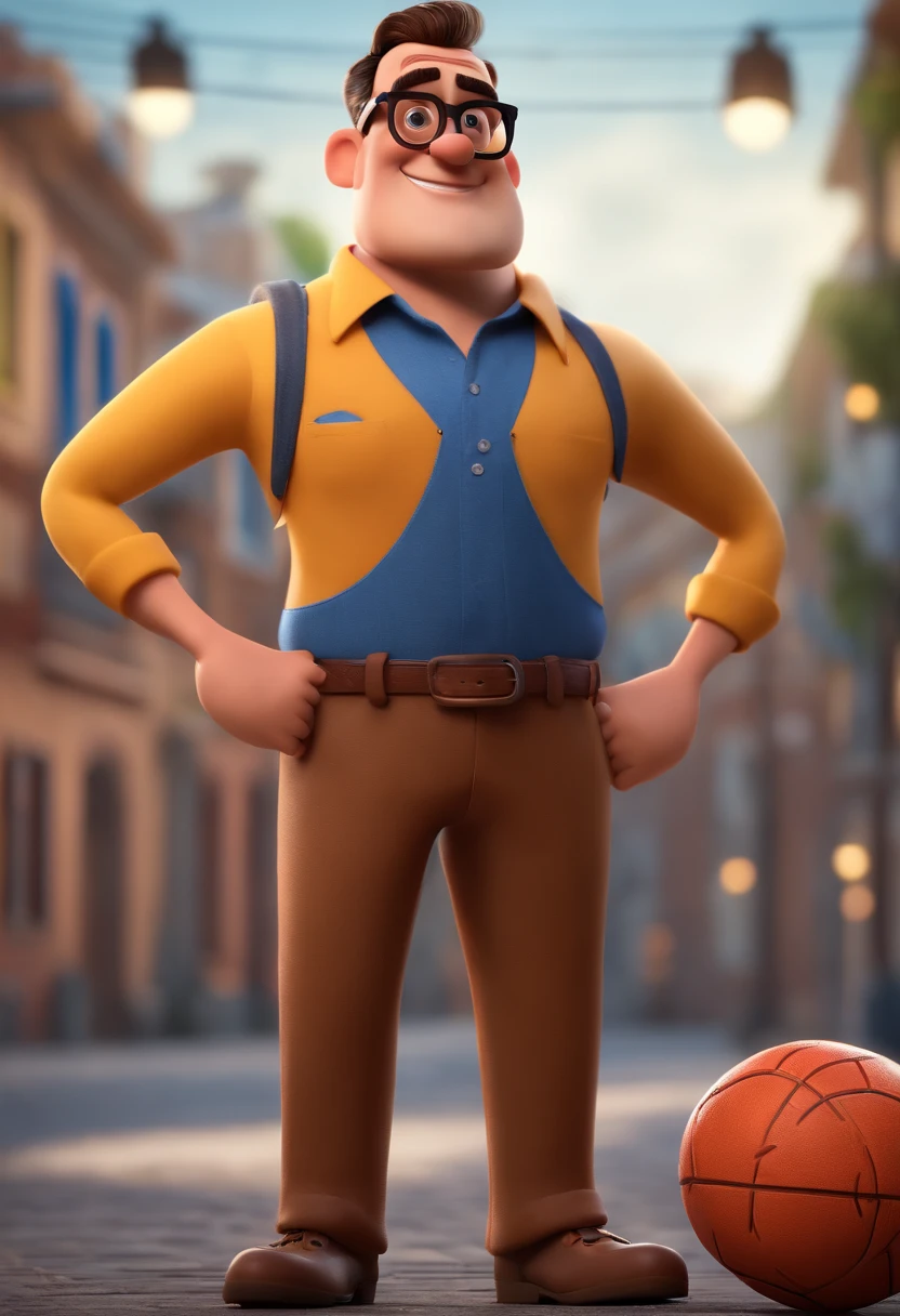 Cartoon character of a man with black glasses and a blue shirt, animation character, Caractere estilizado, animation style rendering, 3D estilizado, Arnold Maya render, 3 d render stylized, toon render keyshot, Personagem 3D, Personagem 3D, 3d rendering stylized, 3 d character render, personagem de desenho animado, Personagem de close up, Pose de personagem, (Estilo Pixar) (master part:1.2) (Bokeh) (best quality) (pele detalhada) (textura detalhada) (8k) (argila) (Cinematic lighting) (foco nítido
