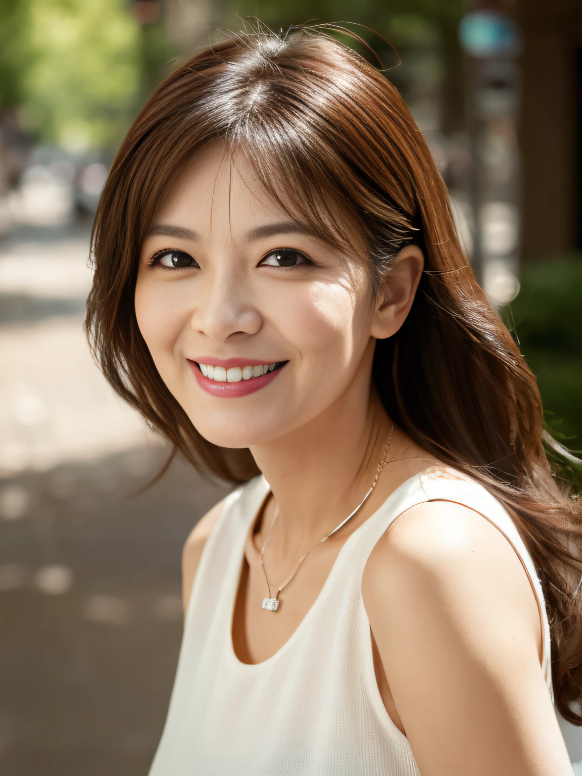 Highest resolution, 4K, Masterpiece: 1.3), A Japanese milf, 1 girl, Sexy: 1.1, super detailed face, detailed lips, fine eyes, Slender figure, Realistic teeth, double eyelids, smile, full-body, best quality, detailed, beauty
