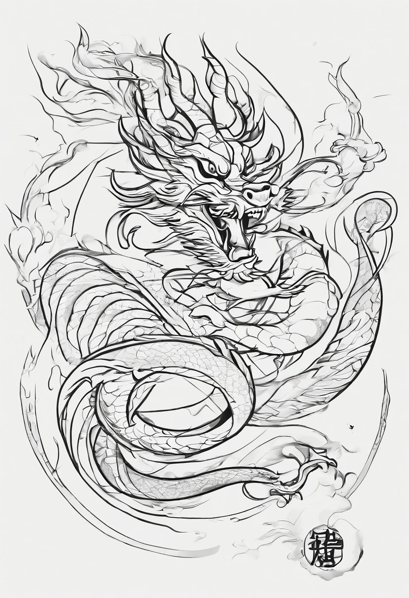 Chinese dragon tattoo on back, (by Yuko Higuchi:1.4),Higuchi Yuko,(Yōhsien:1.2),(masterpiece,highest quality,Official Art,Beauty and aesthetics:1.2),(Super detailed),In detail,Best illustrations,Hand-painted high quality,(High Contrast),(Clean Lines:1.3),(Line art), Line art, (精巧なLine artアート, Pen drawing,Ukiyo-e style,Wraparound configuration, Perfect body of a woman, Chinese dragon tattoo on back, Back view, Line art ,(Intricate details),(Detailed Background:1.2),(colorful),High resolution, whole body