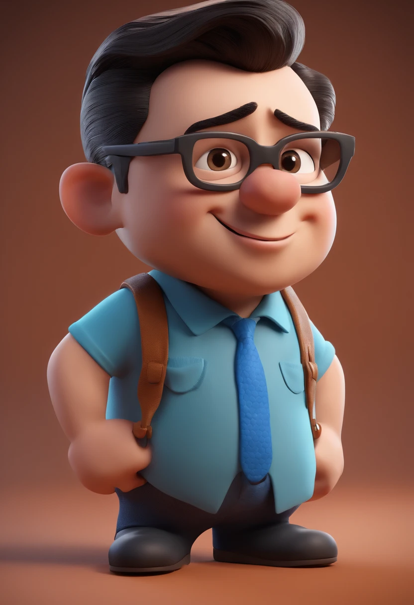 Cartoon character of a man with black glasses and a blue shirt, animation character, Caractere estilizado, animation style rendering, 3D estilizado, Arnold Maya render, 3 d render stylized, toon render keyshot, Personagem 3D, Personagem 3D, 3d rendering stylized, 3 d character render, personagem de desenho animado, Personagem de close up, Pose de personagem, (Estilo Pixar) (master part:1.2) (Bokeh) (best quality) (pele detalhada) (textura detalhada) (8k) (argila) (Cinematic lighting) (foco nítido