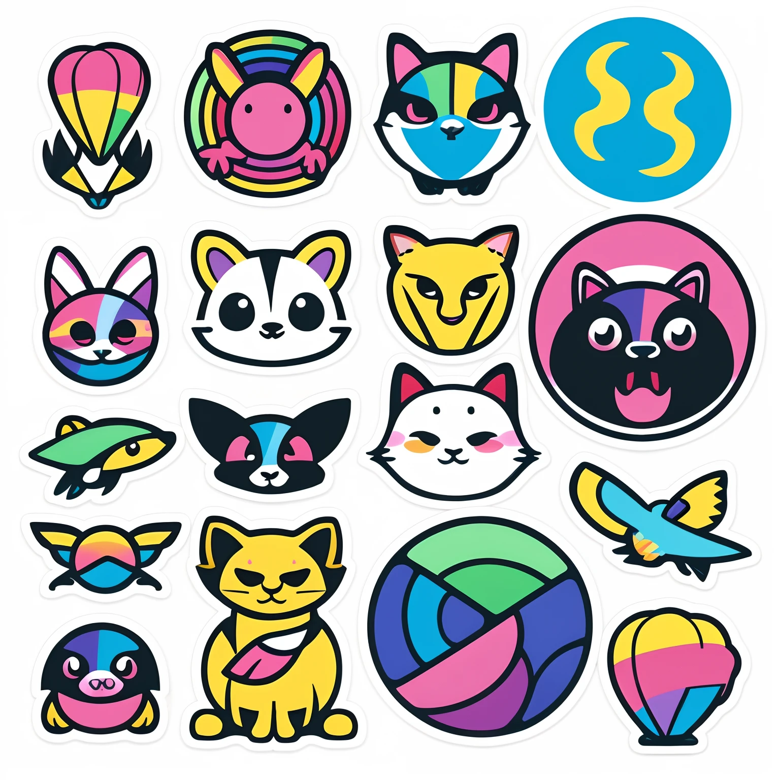 a sticker、Graphics that make you want to make it into a t-shirt、sticker design、Stickers only、animal、plein air、pop music、colourfull、Cute、cool、Background: Plain white、Background: None