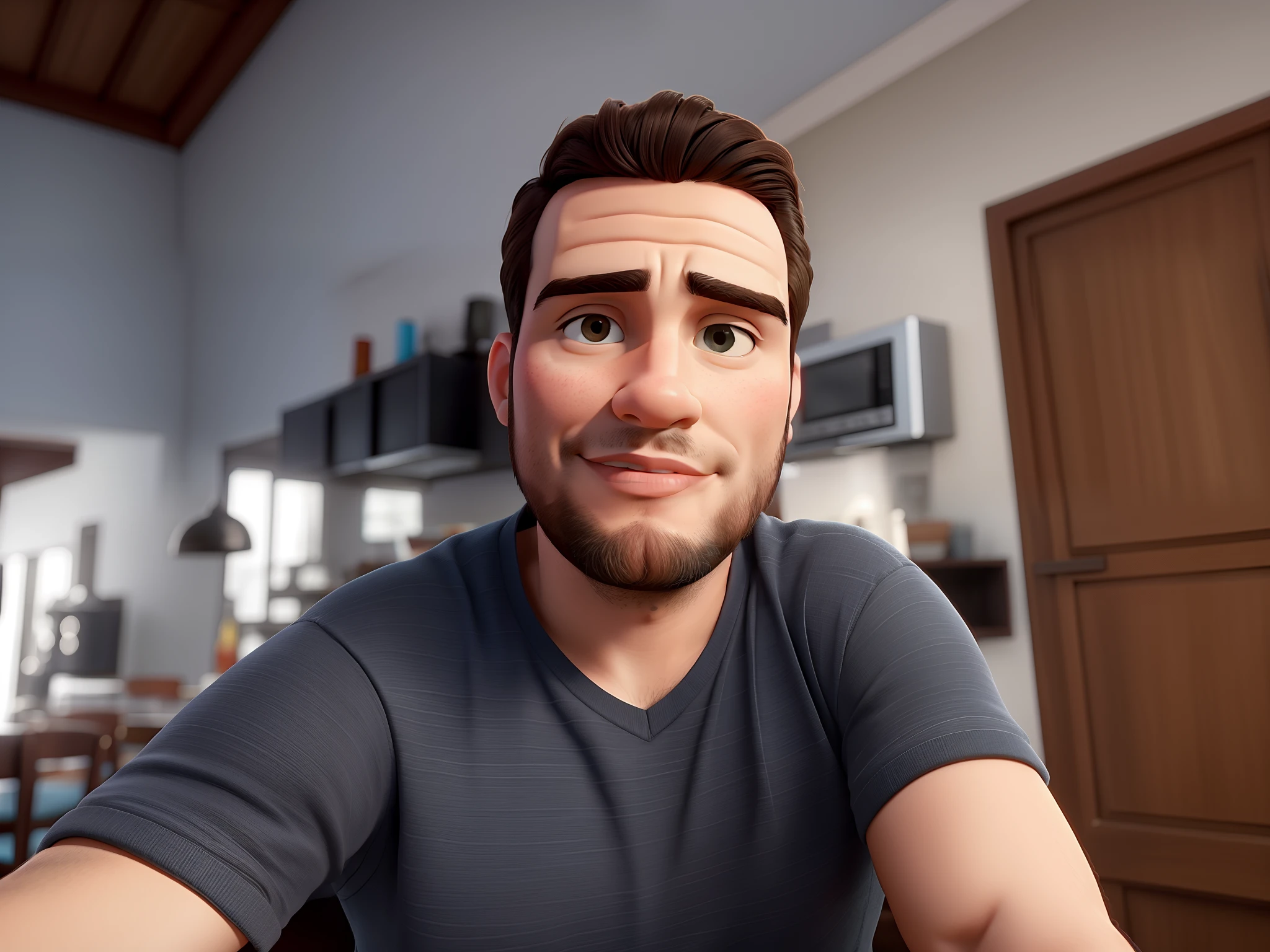 there is a man sitting at a table with a plate of food, Fotografia selfie 8k, Retrato tirado 8 K, foto de perfil profissional, foto retrato suave 8 k, Looking directly at the camera, foto de perfil headshot, staring directly at camera, icaro carvalho, Streamer do Twitch / Jogador Ludwig, staring directly at camera, selfie de um homem, imagem frontal