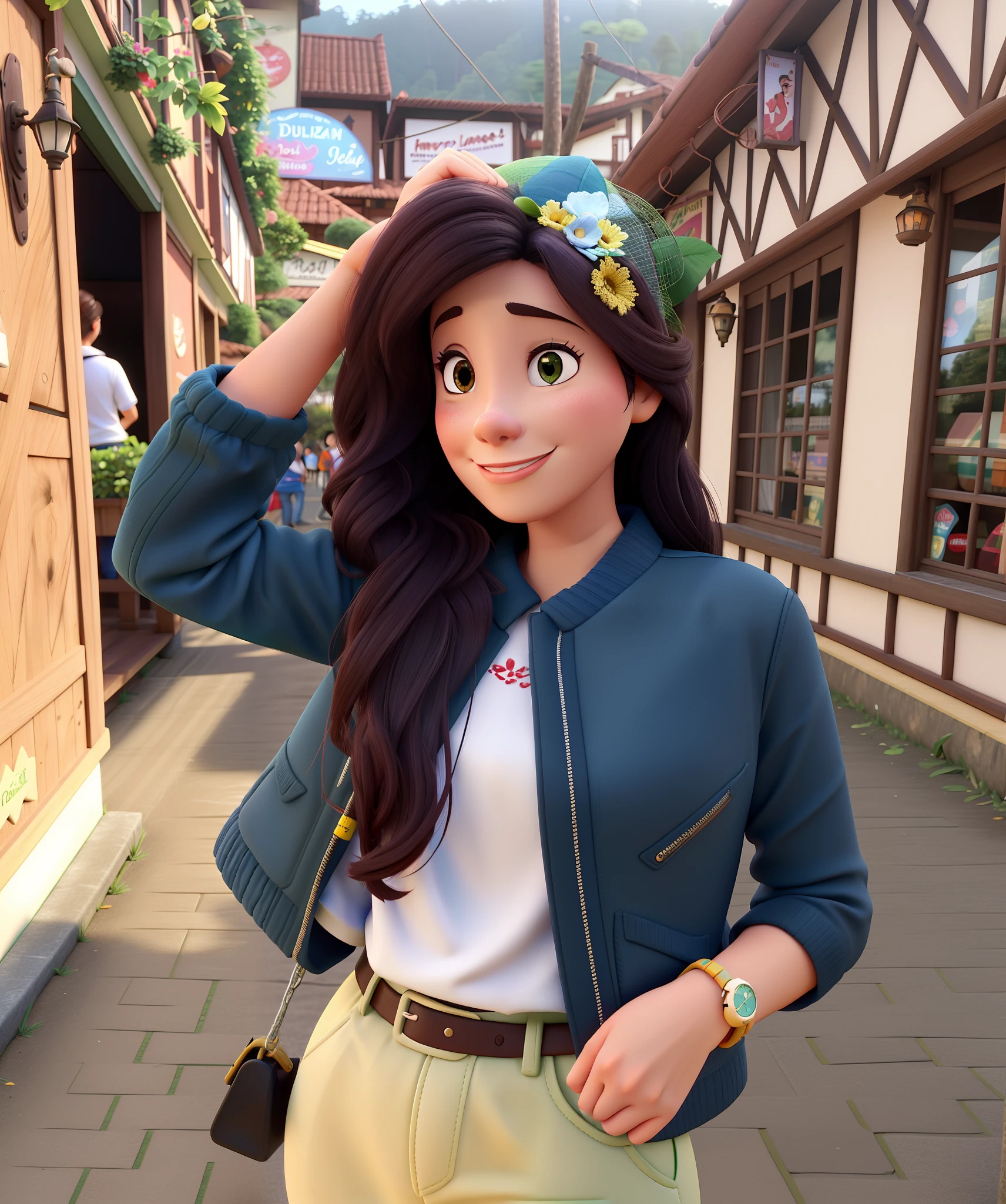 Mulher linda em campos do jordao sao paulo no estilo Disney Pixar, alta qualidade, melhor qualidade