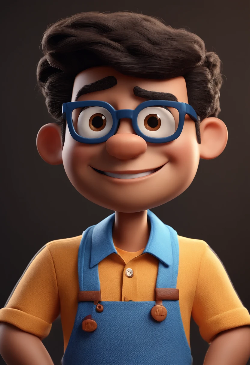 Cartoon character of a man with black glasses and a blue shirt, animation character, Caractere estilizado, animation style rendering, 3D estilizado, Arnold Maya render, 3 d render stylized, toon render keyshot, Personagem 3D, Personagem 3D, 3d rendering stylized, 3 d character render, personagem de desenho animado, Personagem de close up, Pose de personagem,  (Estilo Pixar) (master part:1.2) (Bokeh) (best quality) (pele detalhada) (textura detalhada) (8k) (argila) (Cinematic lighting) (foco nítido