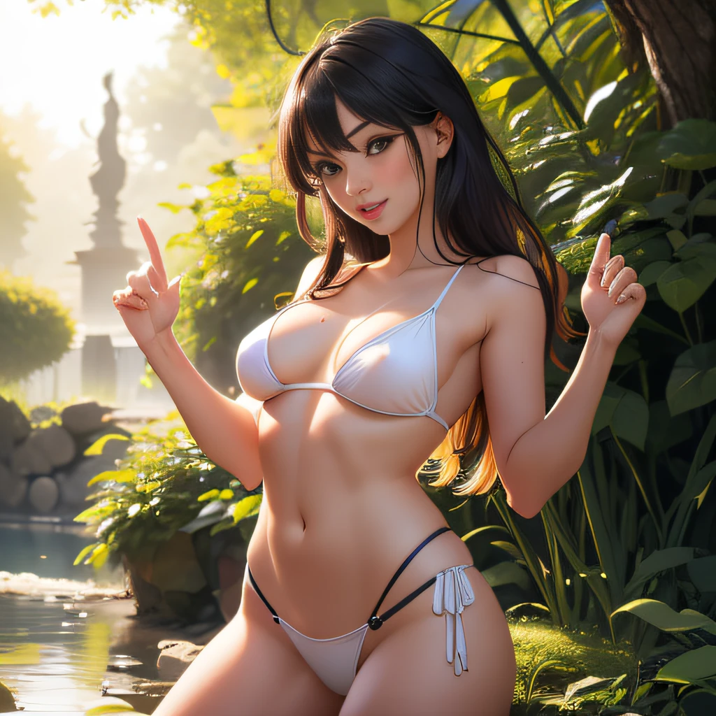 (Extremely detailed 8k wallpaper), sfw, (photo:2), (soigne sexy girl:2), (hyper realistic:1), (highly detailed:1), (epic realistic:1), rim light, (maximum details:1), cozy, (hot:2), (sexy:2), (fullbody:1), (looking at viewer:2), (Woman's Attractive Qualities:2), (Attractive Woman:2), (Attractive:2), Smile, Intelligence, Empathy, Gracefulness, Sense of Style, Fitness, Grooming, Optimism, (Sensitivity:2), Sincerity, Romantic Gestures, Playfulness, Fashion Sense, (Sensuality:2), Charm, Modesty, Thoughtfulness, (Femininity:1), Flirtatiousness, Warmth, (Physical attractiveness:2), A beautiful smile, A love of life, strength and power, vulnerability, curiosity, wonder, love, (nature background:2), kawaii, waifu, sexy breasts, (attractive body:2), (sexy body:2), fuckeble pose, sexy pose, attractive pose, spread legs, hot pose, (provocative pose:1.5), sexy top, short top, sexy clothing, complex, dark gray clothes