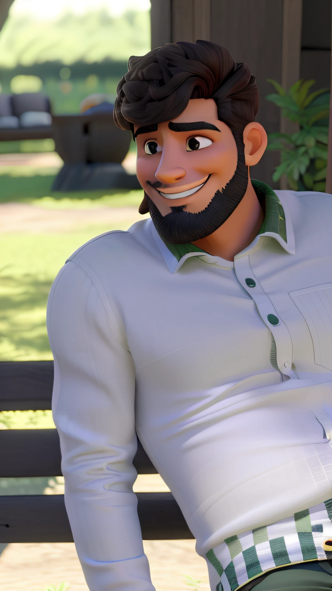 Um homem com topete, Dentes estranhos e estragados, com Cara de doido, olhar de doido, fundo verde