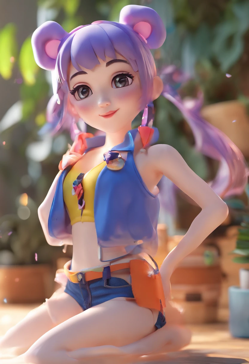 Full body 3D artwork! ! action figure girl, very good figure, popmart toys, (naked )blindbox toys, mockup, full body, Anime, background is a cute furry bear doll, furry, 3D atrwork, C4D, blender, OC render, high detail, bright, full of sunlight, studio lighting ::1