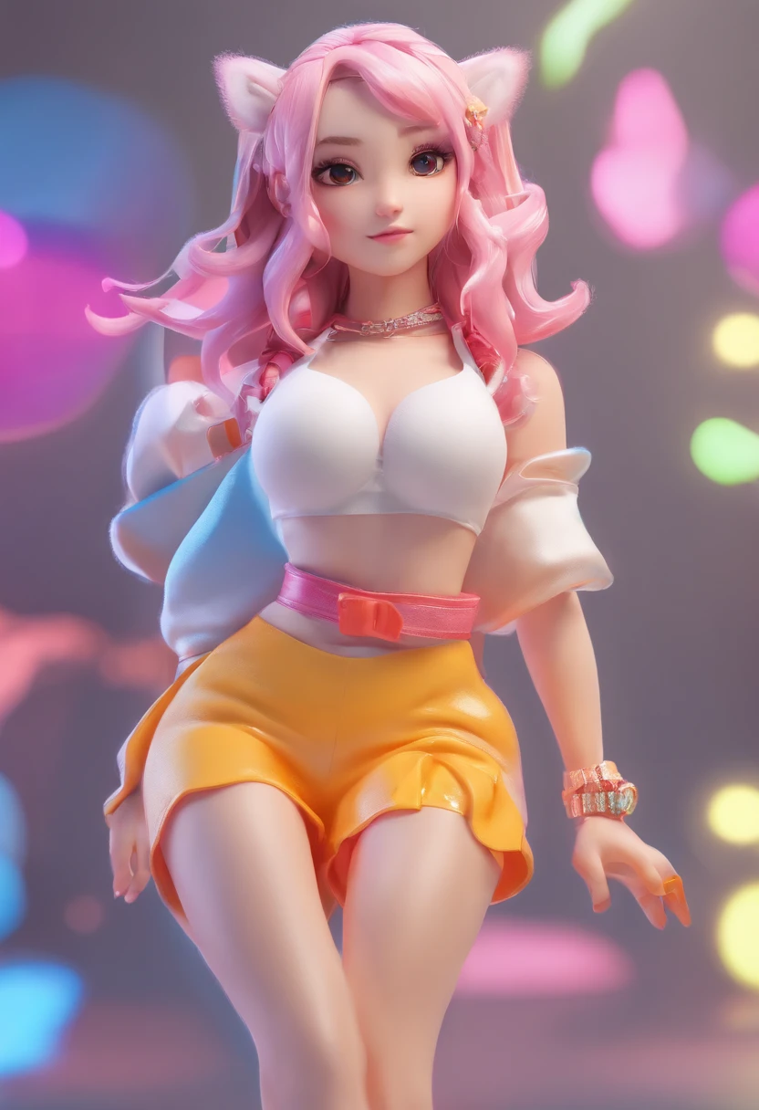 Full body 3D artwork! ! action figure girl, very good figure, popmart toys, (naked )blindbox toys, mockup, full body, Anime, background is a cute furry bear doll, furry, 3D atrwork, C4D, blender, OC render, high detail, bright, full of sunlight, studio lighting ::1