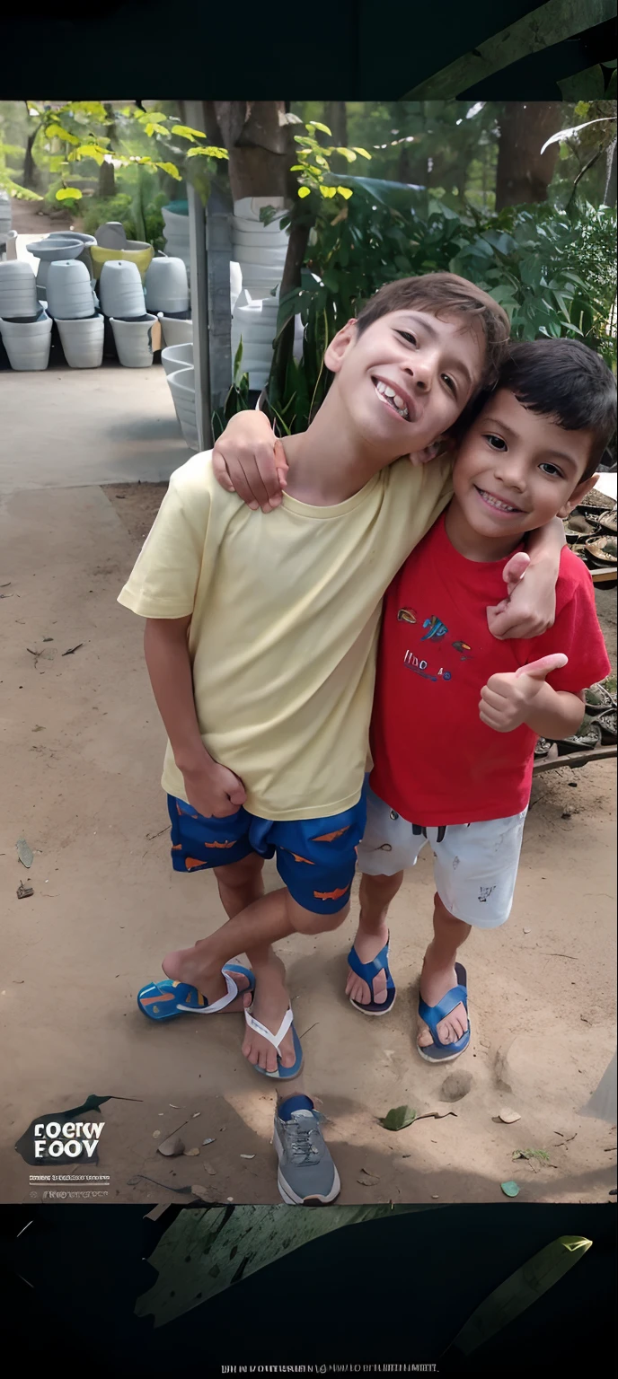 Poster design, (SFW), two running boys, spring outing, happy, backpack on back, forest in the background, perfect quality, clear focus, colorful, perfect face, intricate details, ultra-low viewing angle, wide angle lens