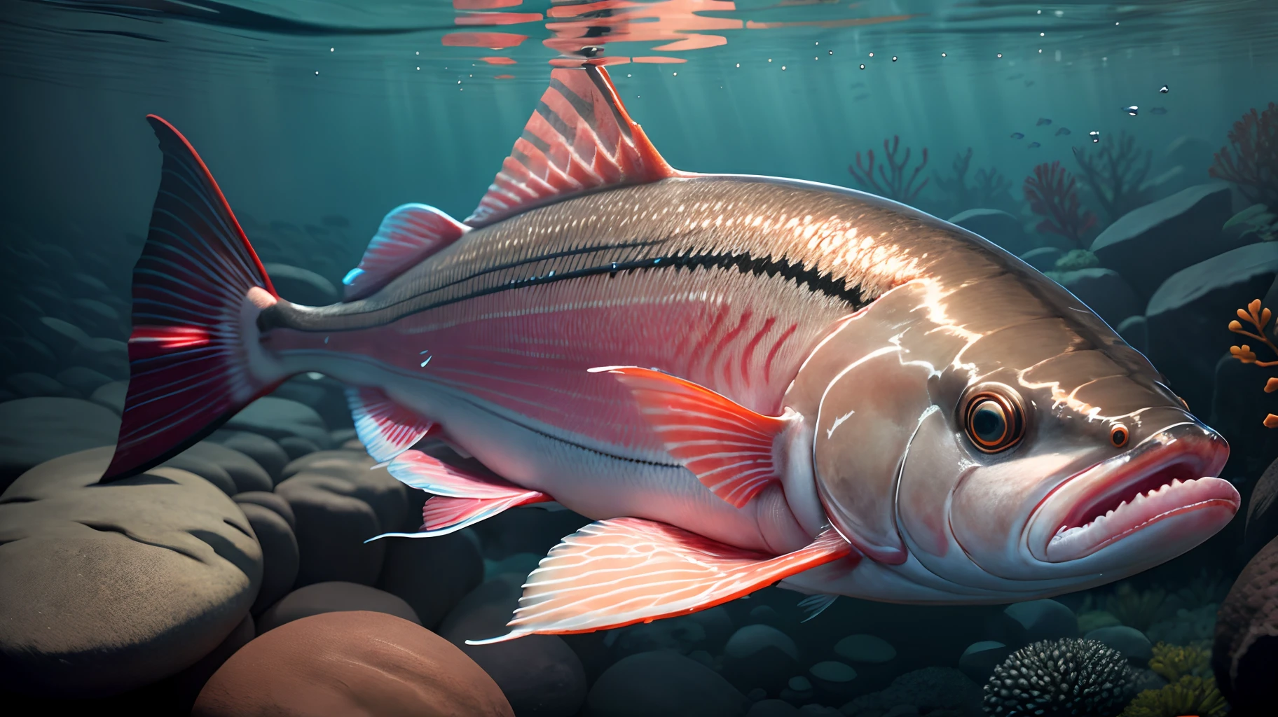 Salmon fish body with butt instead of caudal fin