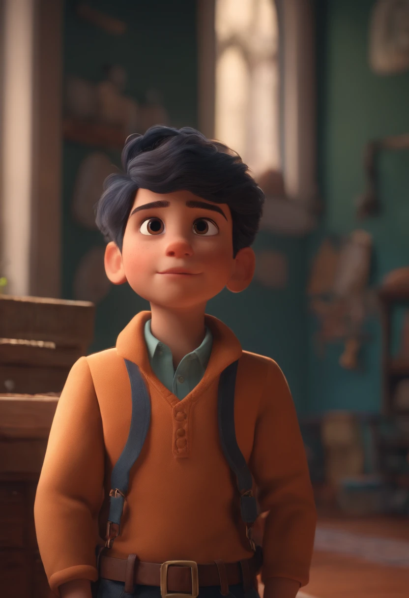 Image of a boy for a story in a YouTube video in Pixar format, He's the allabester, He's the class leader, He's outgoing, Playful and gets up for a lot of things