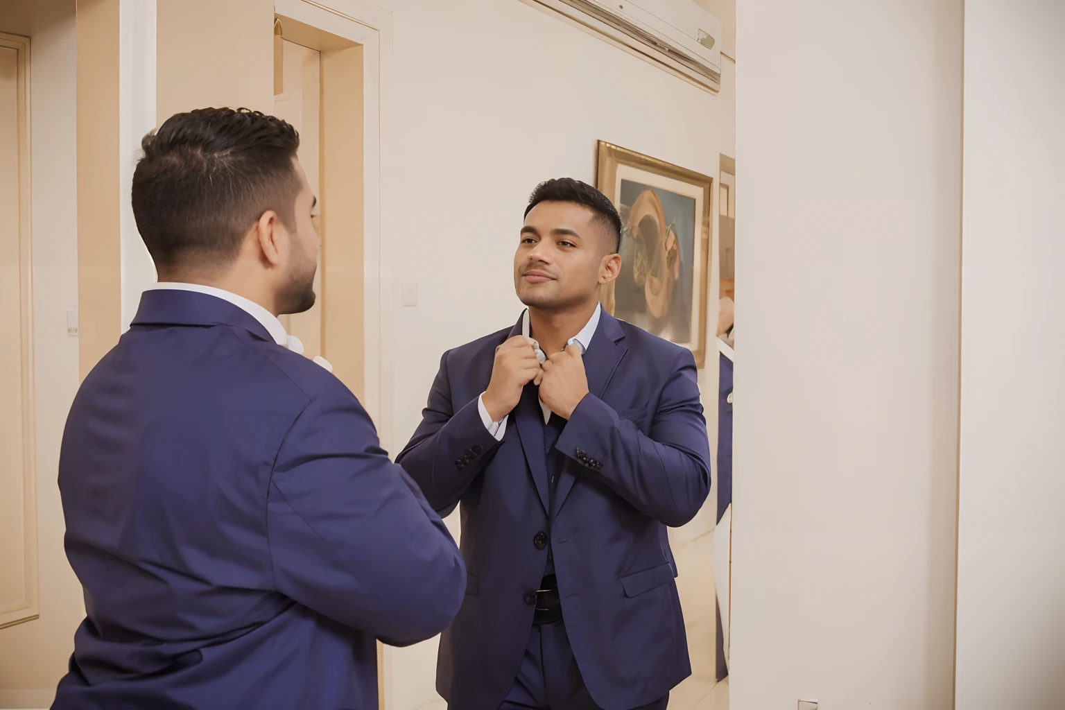 Imagem de um homem casando com um uniforme de cerimonia da marinha