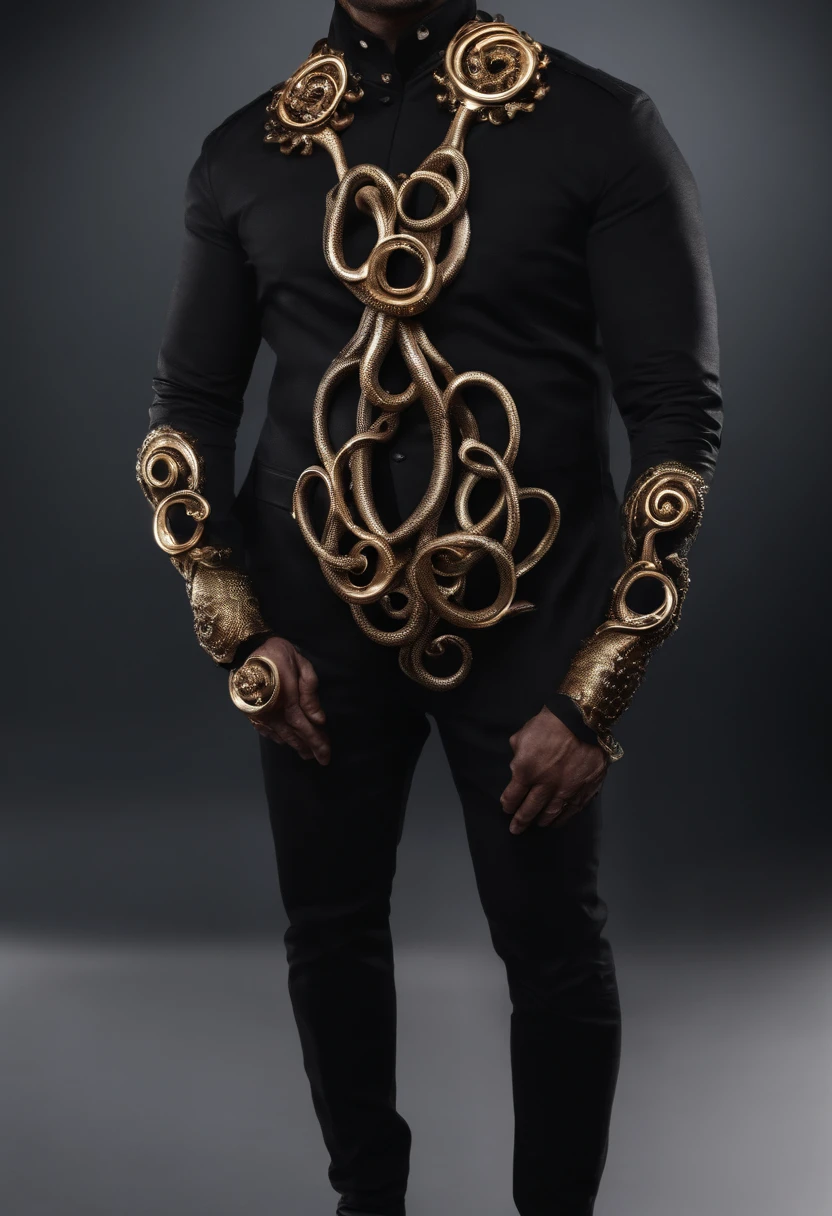 A collar made up of leather metal octopus tentacles,Hyper-realistic,k hd,8K,Cinematic texture,Masterpiece,filmposter,industrial design,Product design,hyper HD,