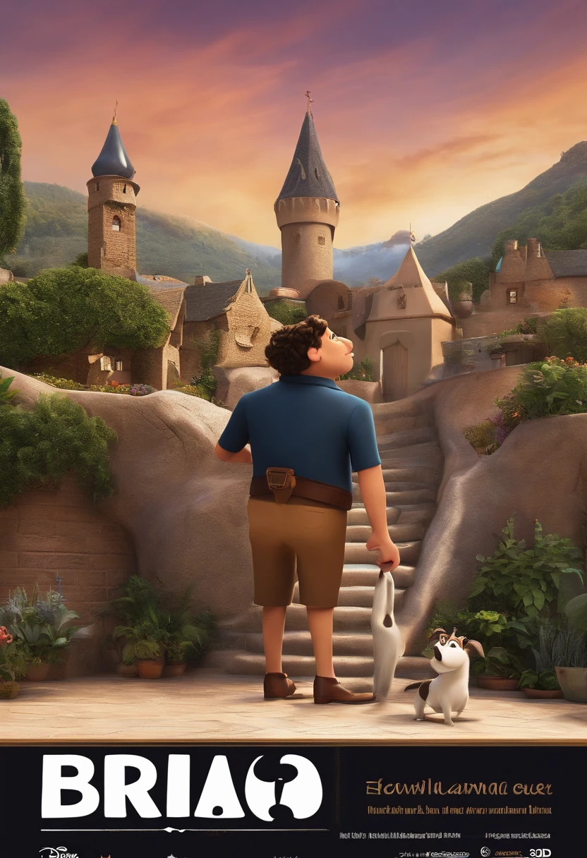 create an image in the Disney Pixar 3D universe style of the film Bruno, which is about a 24-year-old young man with dark hair, a mustache, wearing a black t-shirt who is a hacker, works in Systems Automation & customer service, trained in growth hacking and is almost sitting in your office negotiating your services with potential clients via video call.