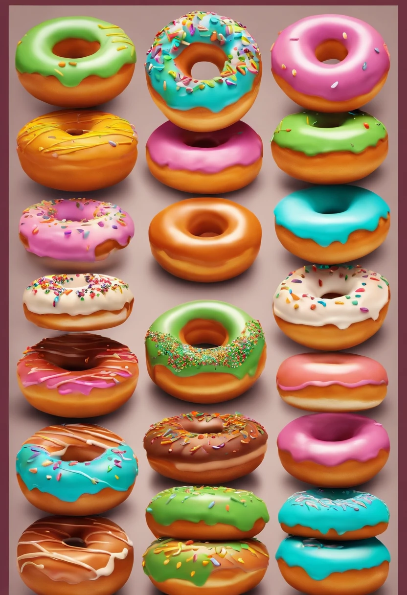 filme Donuts coloridos estilo filmes Pixar, Com nome "Melhor Donuts", poster, with credits
