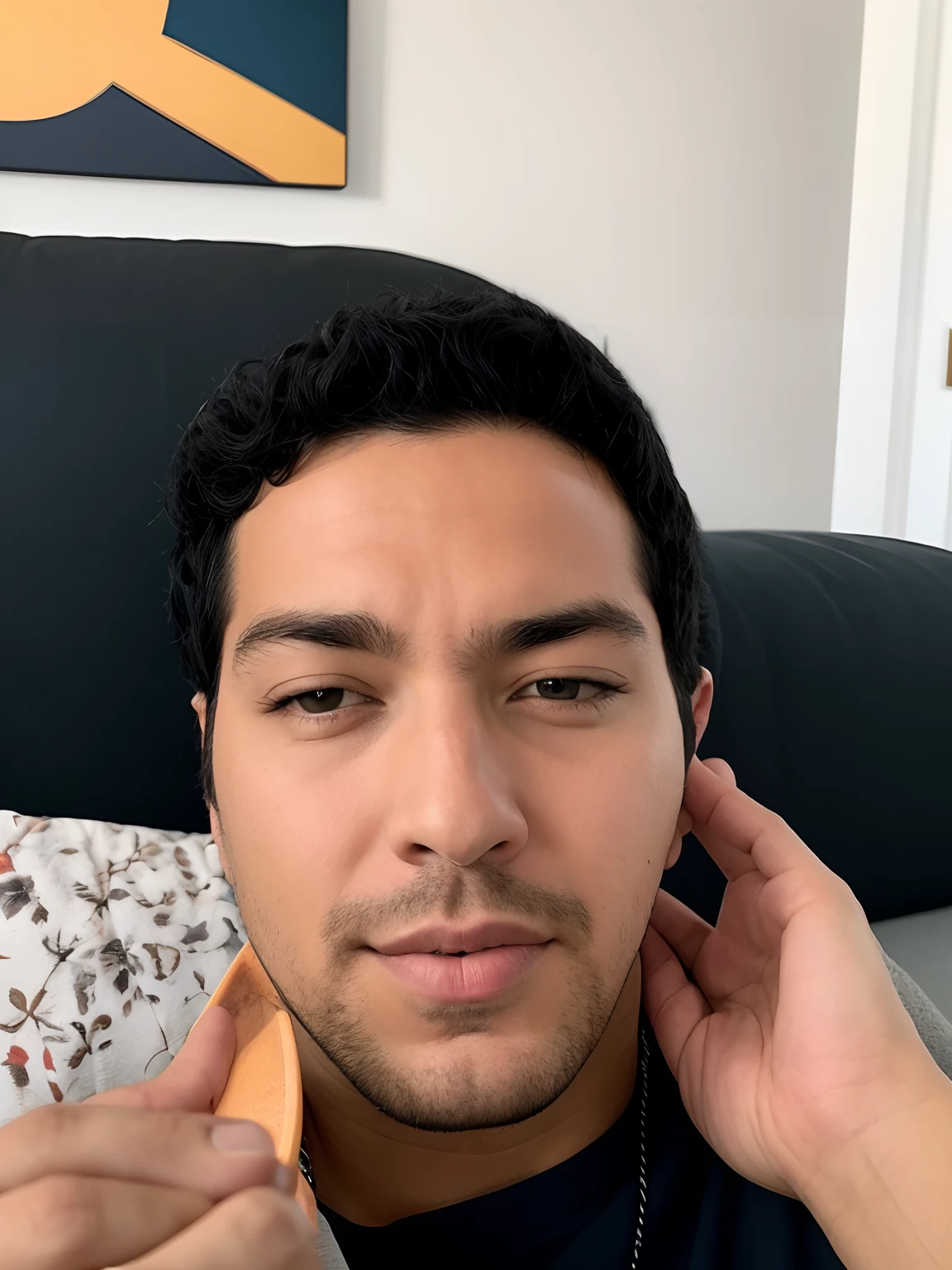 arafed man laying on a couch with a remote control in his hand, em torno de 1 9 anos, 2 3 anos, taken in the early 2020s, 2 7 anos, 2 4 anos, imagem frontal, head shoot, 2 2 anos, 2 8 anos, 2 9 anos, 21 anos