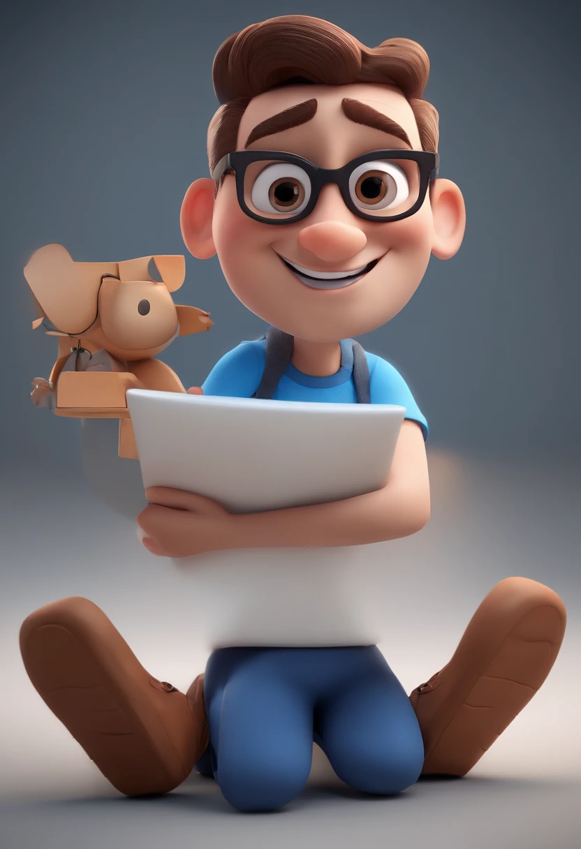 Cartoon character of a man with black glasses and a blue shirt, animation character, Caractere estilizado, animation style rendering, 3D estilizado, Arnold Maya render, 3 d render stylized, toon render keyshot, Personagem 3D, Personagem 3D, 3d rendering stylized, 3 d character render, personagem de desenho animado, Personagem de close up, Pose de personagem,  (Estilo Pixar) (master part:1.2) (Bokeh) (best quality) (pele detalhada) (textura detalhada) (8k) (argila) (Cinematic lighting) (foco nítido
