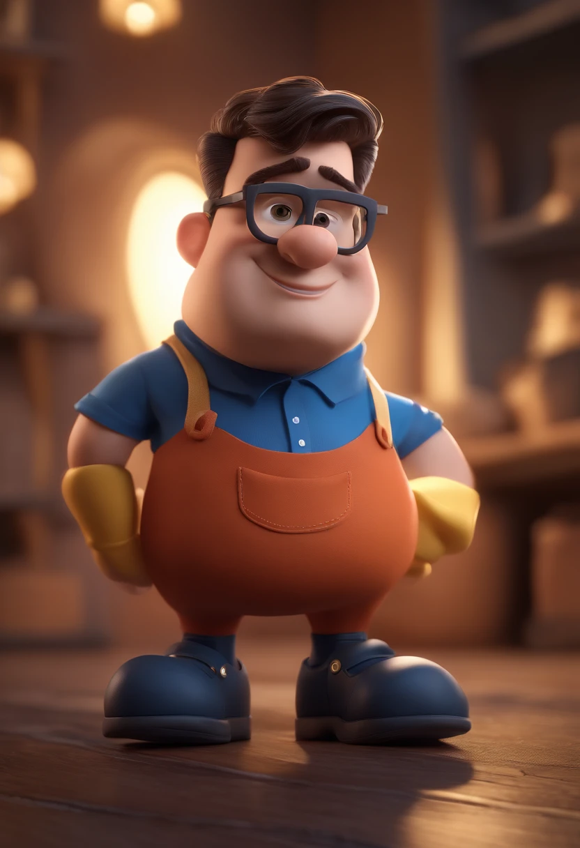 Cartoon character of a man with black glasses and a blue shirt, animation character, Caractere estilizado, animation style rendering, 3D estilizado, Arnold Maya render, 3 d render stylized, toon render keyshot, Personagem 3D, Personagem 3D, 3d rendering stylized, 3 d character render, personagem de desenho animado, Personagem de close up, Pose de personagem, (Estilo Pixar) (master part:1.2) (Bokeh) (best quality) (pele detalhada) (textura detalhada) (8k) (argila) (Cinematic lighting) (foco nítido
