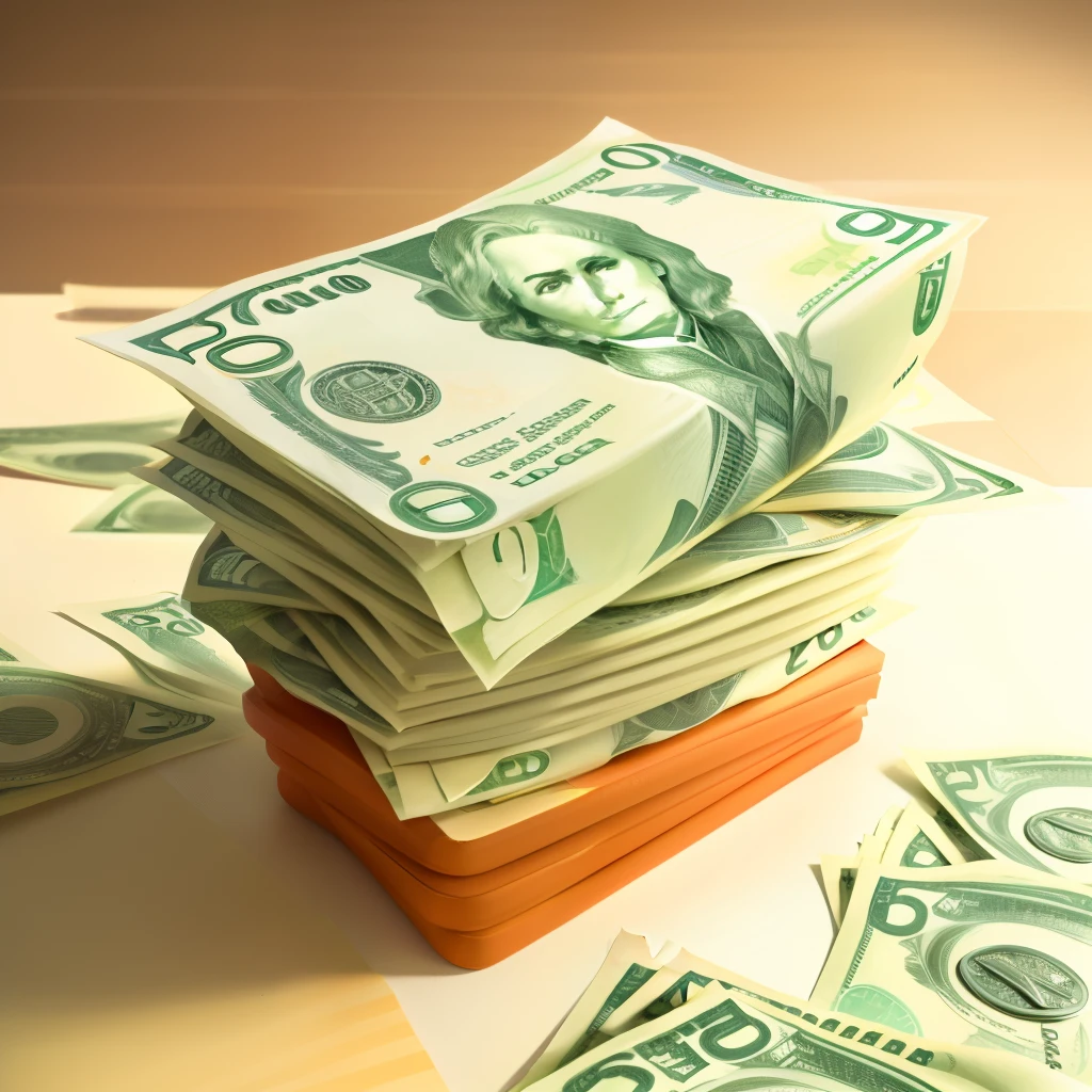 Stack of orange dollar bills