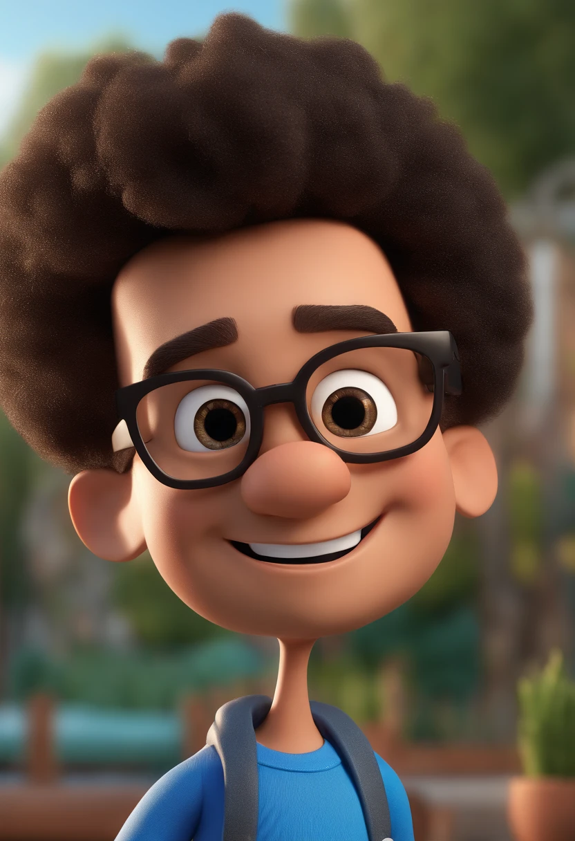 Cartoon character of a man with black glasses and a blue shirt, animation character, Caractere estilizado, animation style rendering, 3D estilizado, Arnold Maya render, 3 d render stylized, toon render keyshot, Personagem 3D, Personagem 3D, 3d rendering stylized, 3 d character render, personagem de desenho animado, Personagem de close up, Pose de personagem, (Estilo Pixar) (master part:1.2) (Bokeh) (best quality) (pele detalhada) (textura detalhada) (8k) (argila) (Cinematic lighting) (foco nítido