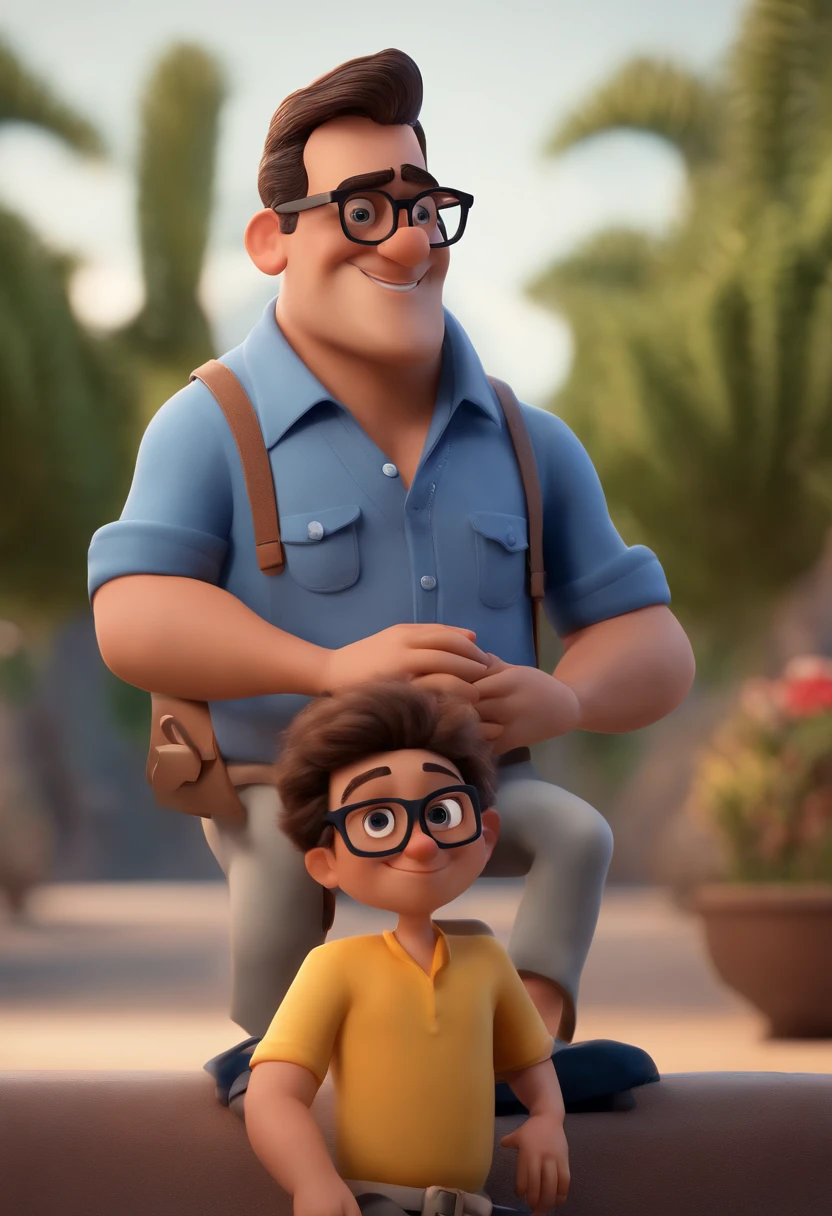 Cartoon character of a man with black glasses and a blue shirt, animation character, Caractere estilizado, animation style rendering, 3D estilizado, Arnold Maya render, 3 d render stylized, toon render keyshot, Personagem 3D, Personagem 3D, 3d rendering stylized, 3 d character render, personagem de desenho animado, Personagem de close up, Pose de personagem, (Estilo Pixar) (master part:1.2) (Bokeh) (best quality) (pele detalhada) (textura detalhada) (8k) (argila) (Cinematic lighting) (foco nítido