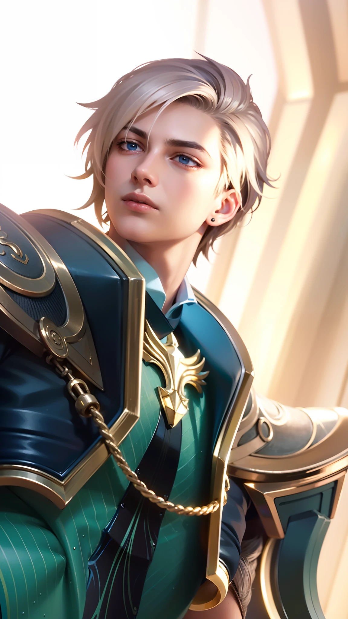 masculine male, masterpiece, ((perfect eyes)) best quality, (semirealism:1.9), beautiful lighting, (extremely detailed CG unity 4k fhd wallpaper), High Detail, Sharp focus, dramatic outdoors, 1 boy ,19 years old, white hair, light purpel eyes, smile.