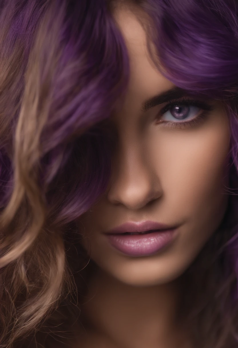 sozinho, 1girl, Purple eyes, cabelo roxo, bolha, Olhando para o Viewer, retrato, olhos semifechados, short hair, boca fechada,bolhas brilhantes,Bolhas, cor brilhante na bolha, bolhas reflexivas,Bolhas ,bolhas ao redor, Virando bolha