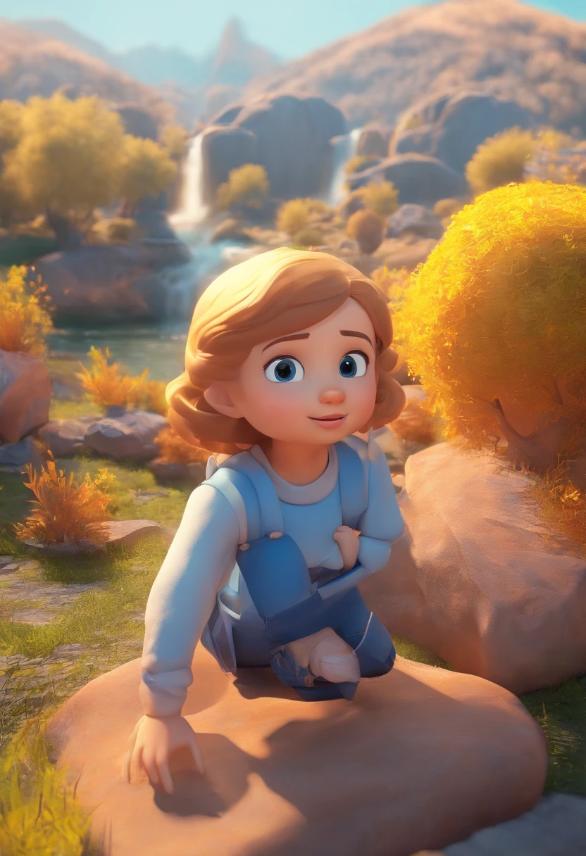 best quality, master part, fotorrealista, extremamente detalhado CG unidade 8k papel de parede, Chibi,1girl, Elsa,sozinho, cheio_corpo, sorrir, Olhando_em_visualizador, ao ar livre,