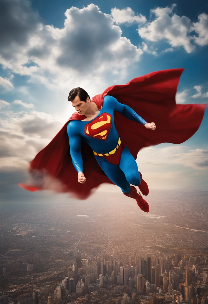 Me and Superman fly in the sky